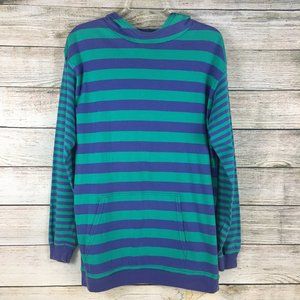 Jones Wear Hoodie Long Sleeve Striped Pullover Tee Shirt Tunic Y2K